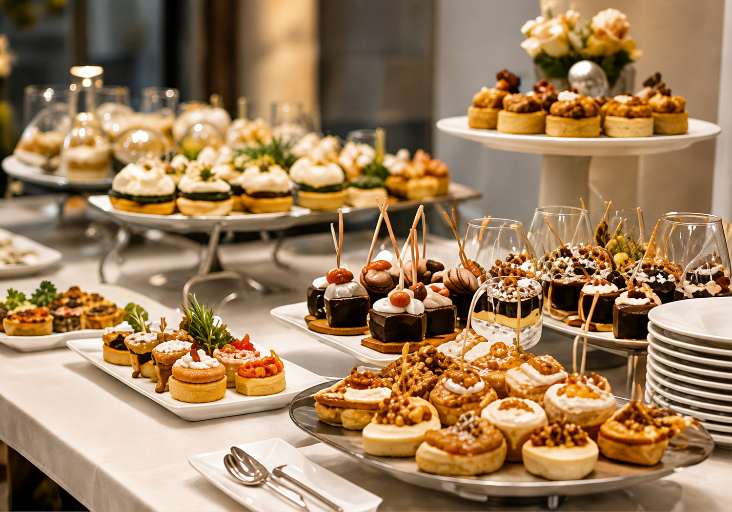 Montaje profesional de catering y banquetería